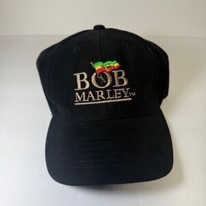Bob Marley Mohr's Stretch-Fit Baseball Cap Hat Black Cotton Embroidered Logo M